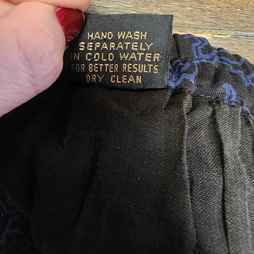 Vintage Revue Black Rayon Midi Skirt Button Down Front Slit 90s Whimsigoth Size